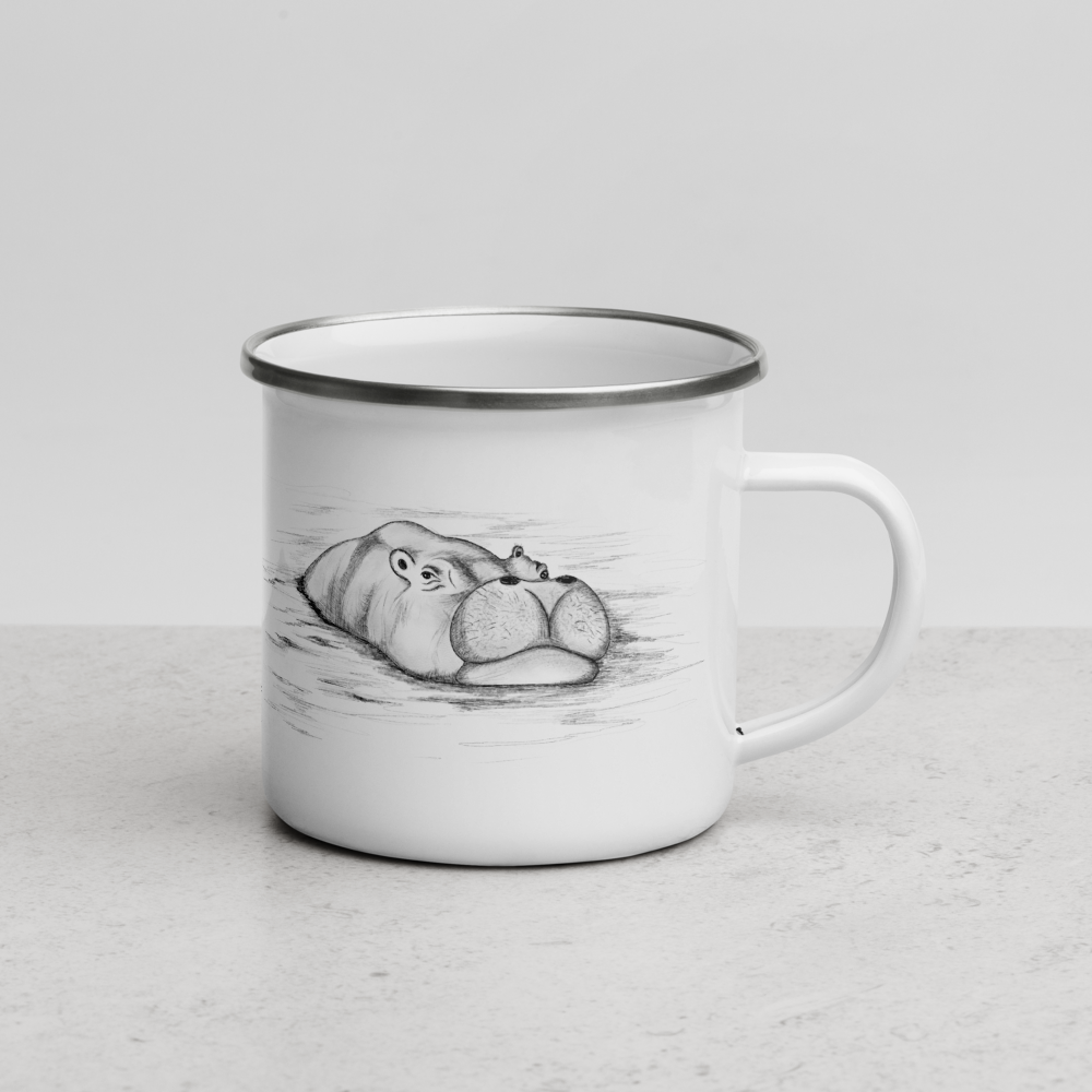 Hippo Enamel Mug